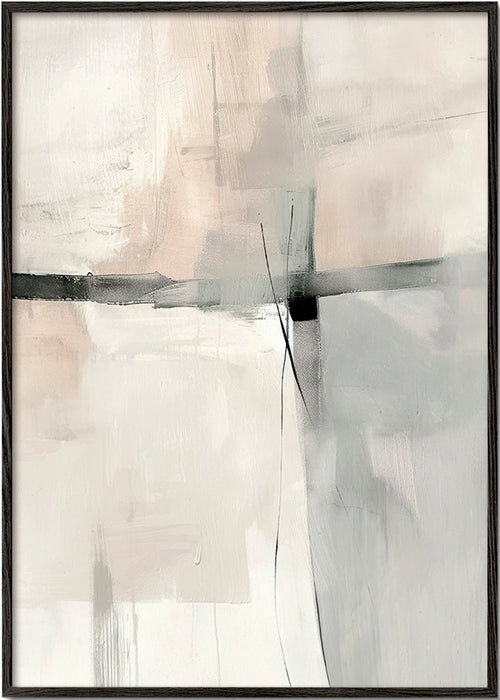 Abstraktní obraz s tenkými liniemi a šedými plochami – Black Frame