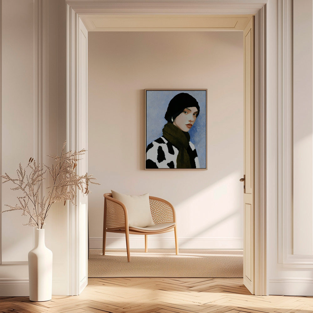 Ilustrace portrétu s kravím vzorem – Canvas1