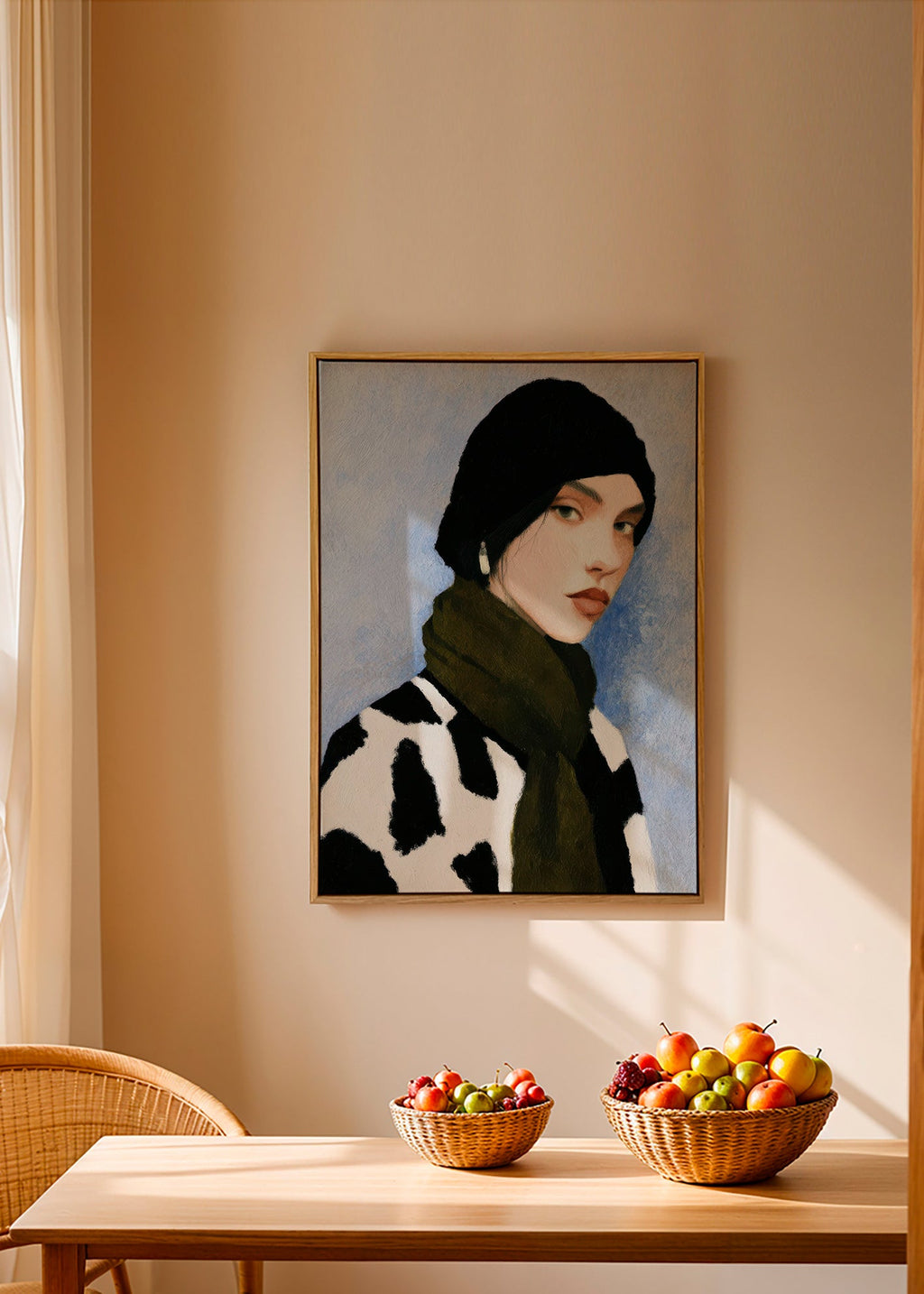 Ilustrace portrétu s kravím vzorem – Canvas2