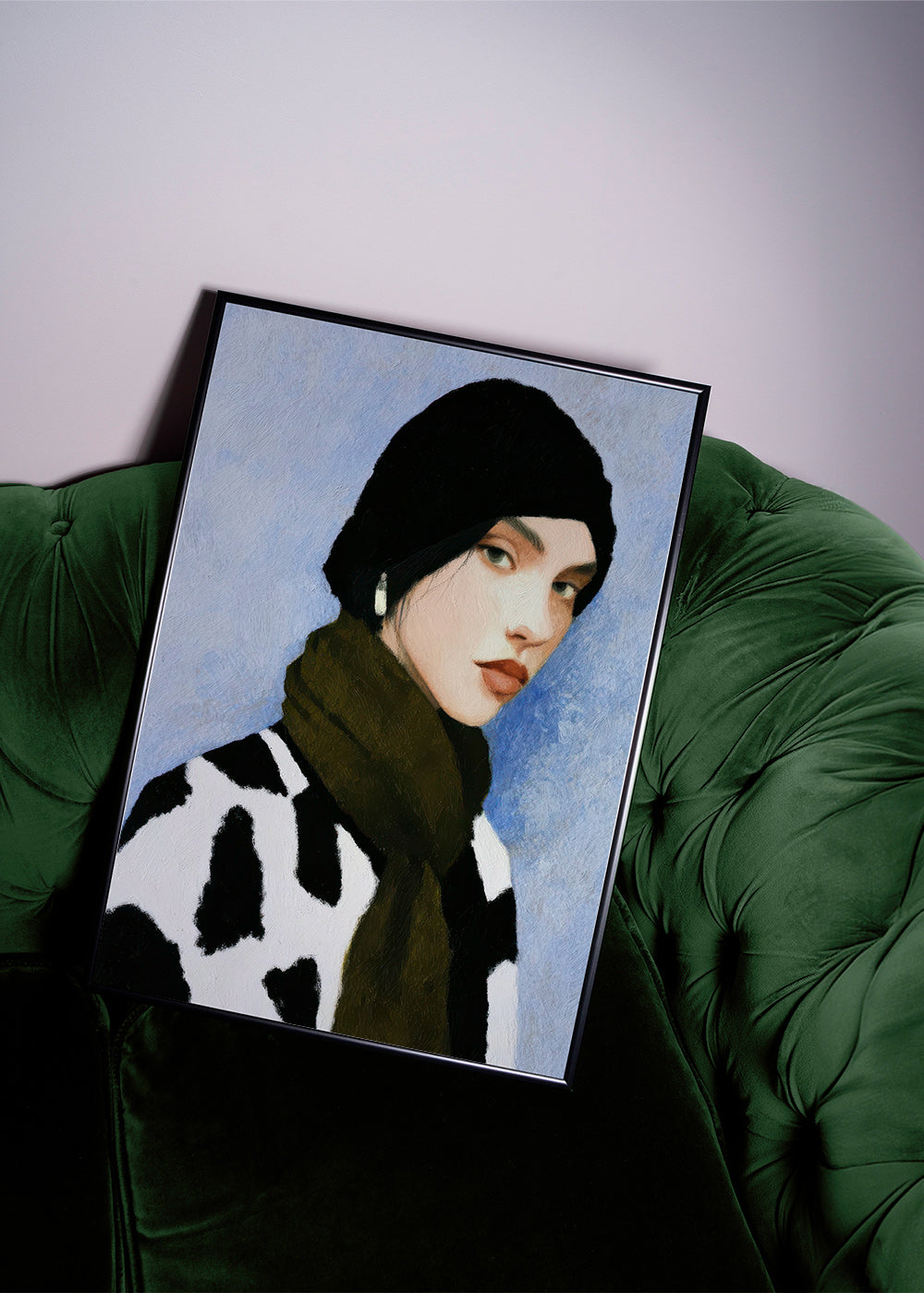 Ilustrace portrétu s kravím vzorem – Product1