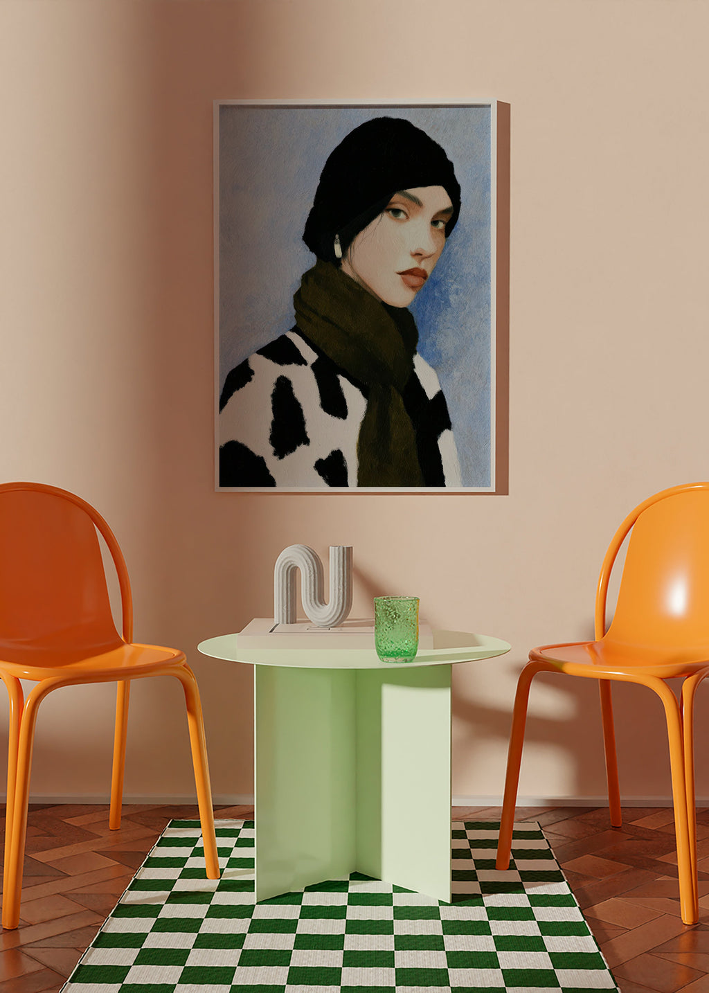 Ilustrace portrétu s kravím vzorem – Product2
