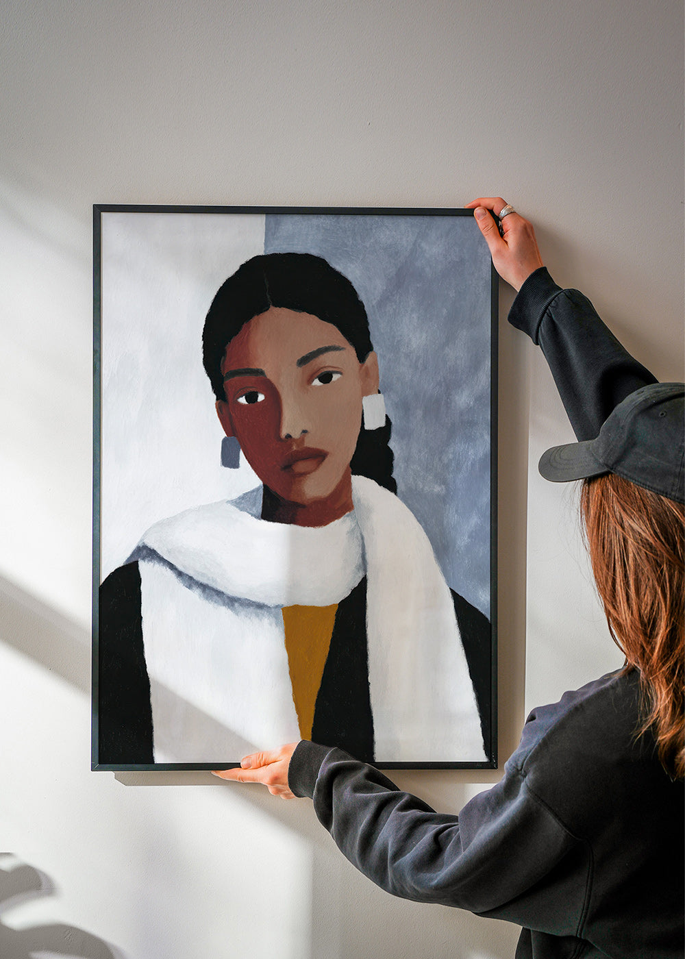Ilustrace portrétu ženy s bílým šálem – Product3