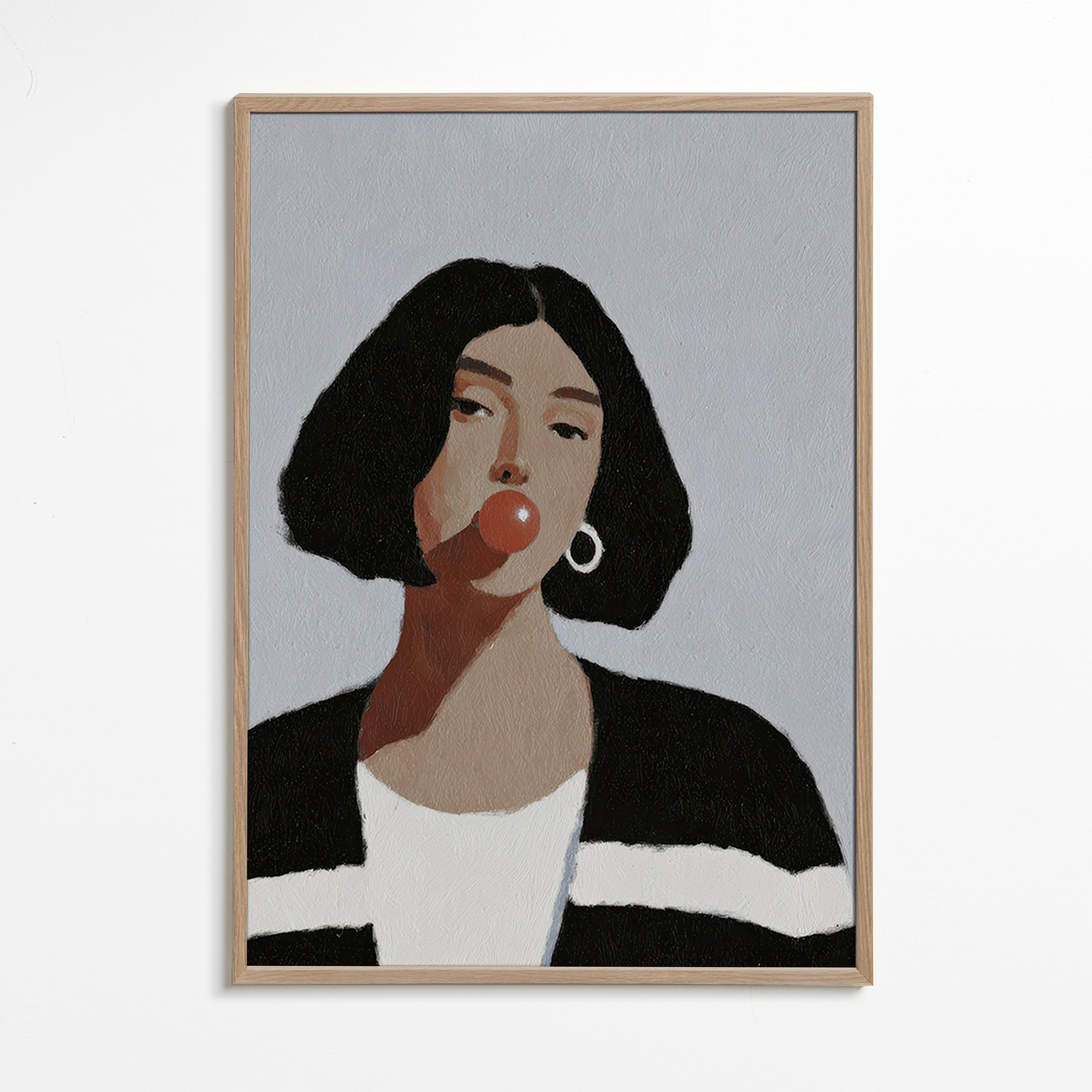Ilustrace portrét s žvýkačkou – Oak Frame