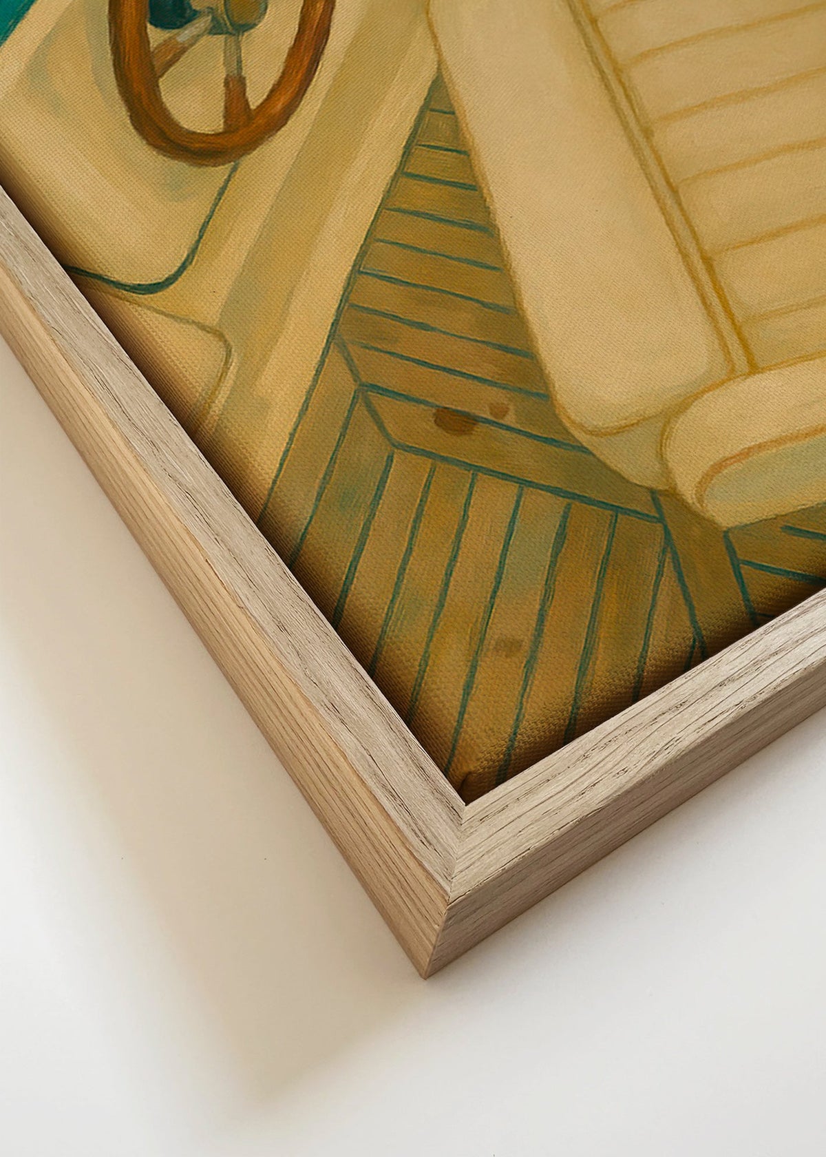 Krajinářské umění s kormidlem a tyrkysovým mořem – Canvas detail