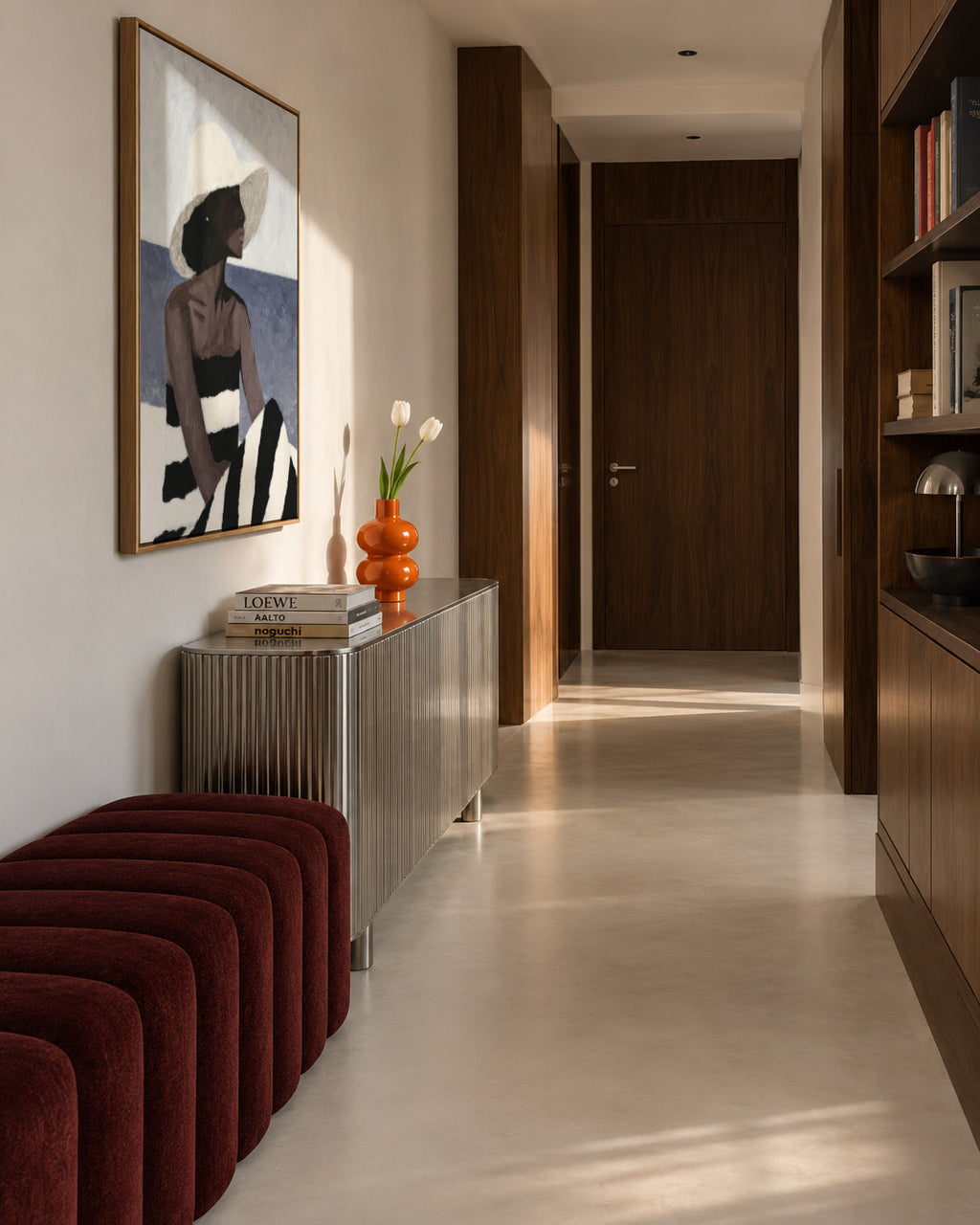 Sun Hat at the Beach - Framed canvas in an interior