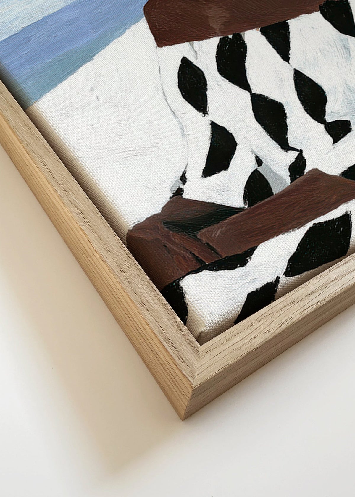 Ilustrace ženy u moře s vzorovanými šaty – Canvas detail