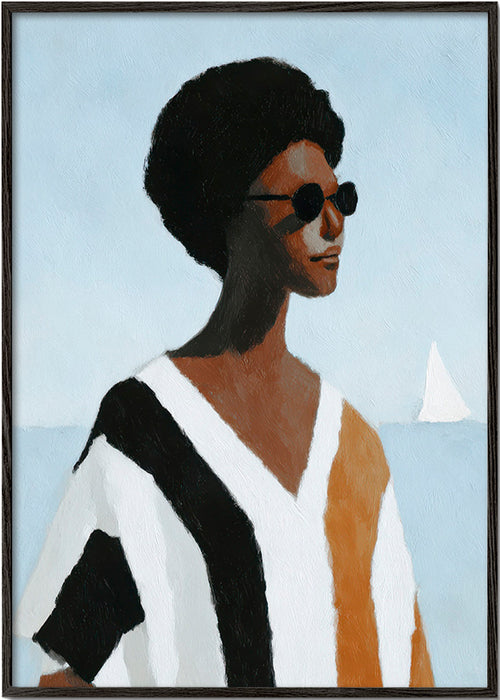 Ilustrace postavy u plachetnice – Black Frame