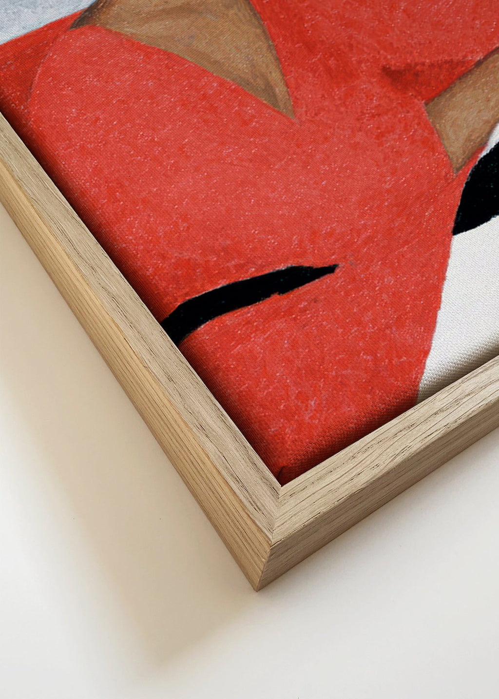 Ilustrace ženy v červených šatech s tropickým listem – Canvas detail
