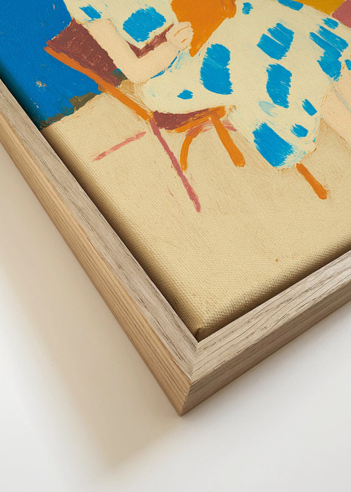 Ilustrace čtenářky u moře – Canvas detail