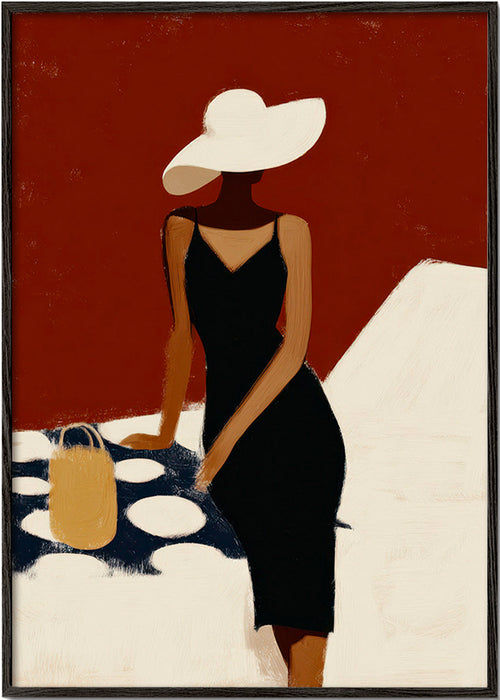 Elegantní ilustrace postavy v černých šatech – Black Frame