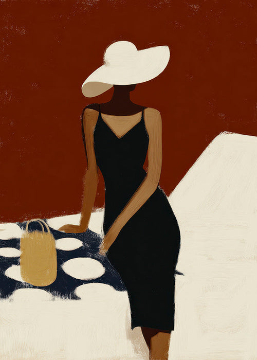 Elegantní ilustrace postavy v černých šatech