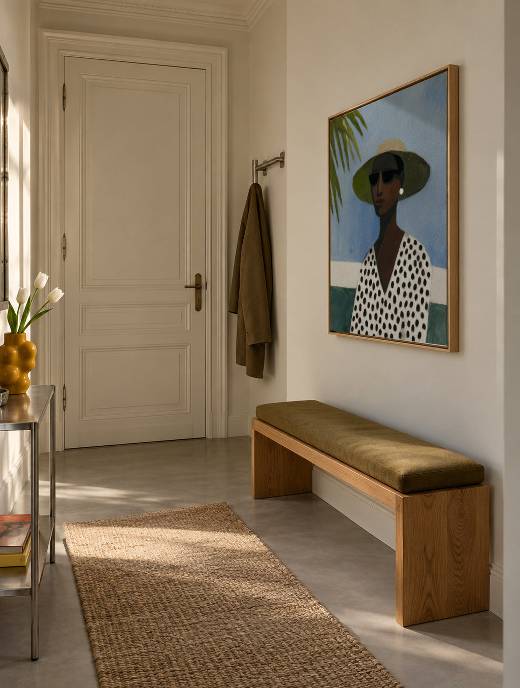 Palm Shade Portrait - Framed canvas in an interior
