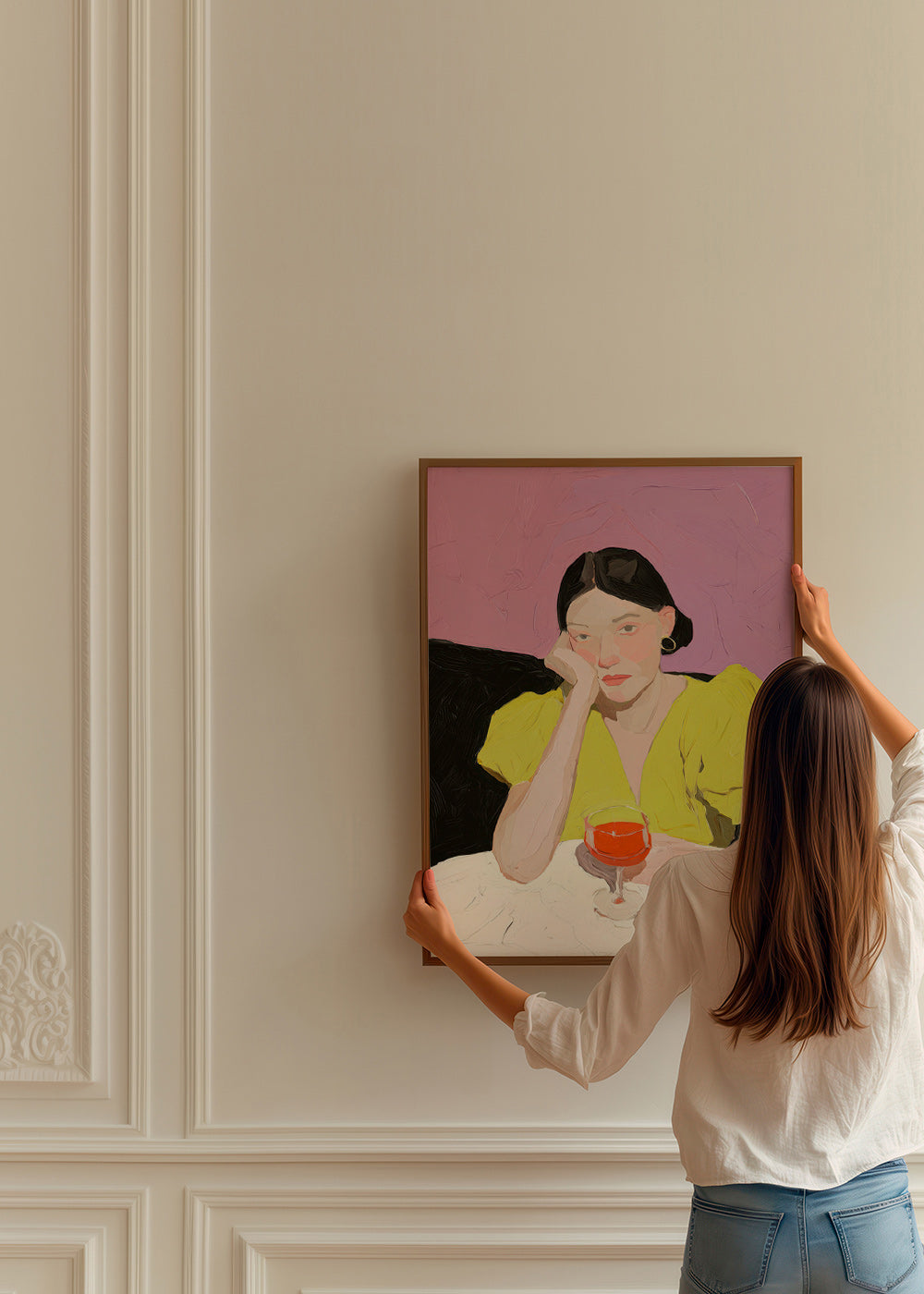 Ilustrace portrét ženy s pohárem – Product1