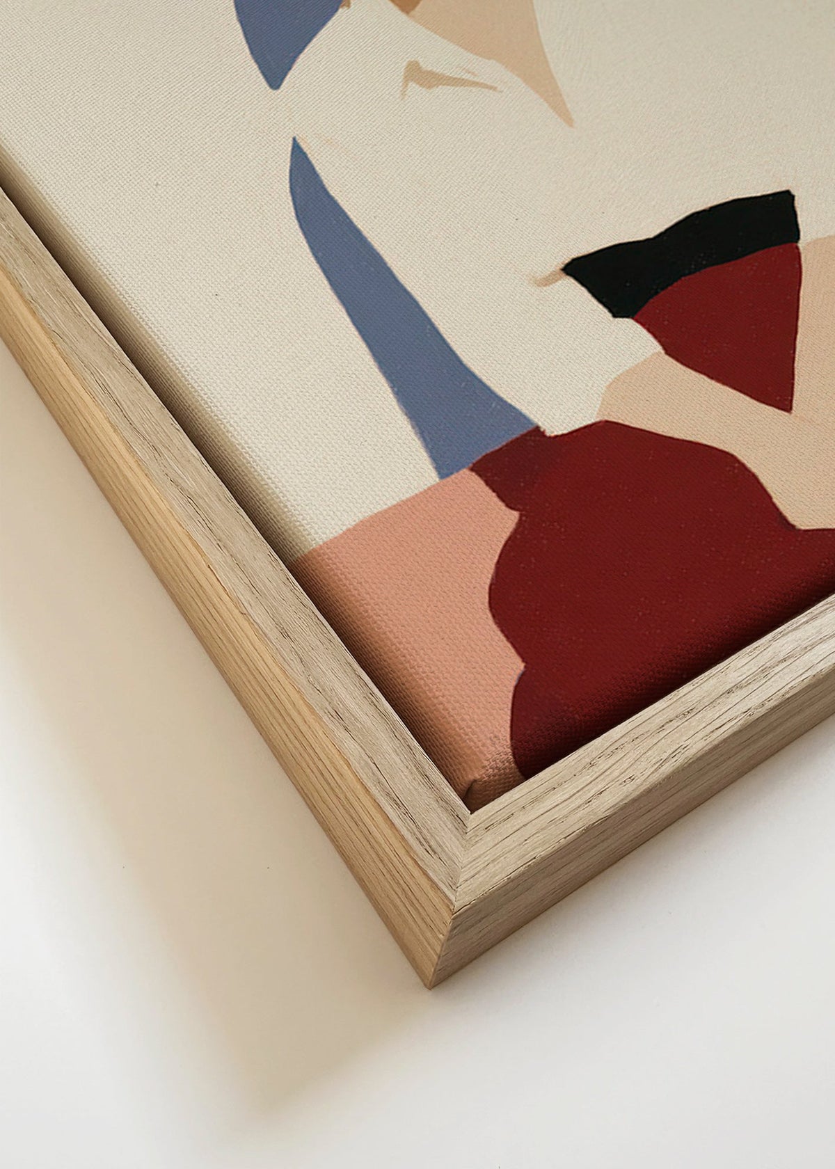 Minimalistická sedící postava, klidný výraz – Canvas detail