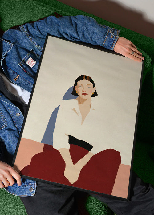 Minimalistická sedící postava, klidný výraz – Product1