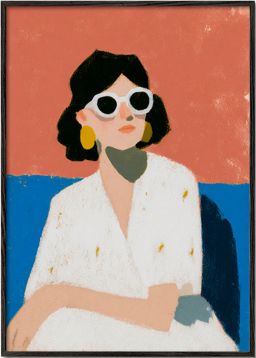 Ilustrace ženy s bílými brýlemi – Black Frame