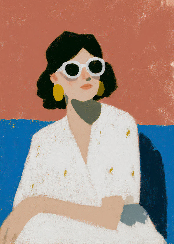Ilustrace ženy s bílými brýlemi