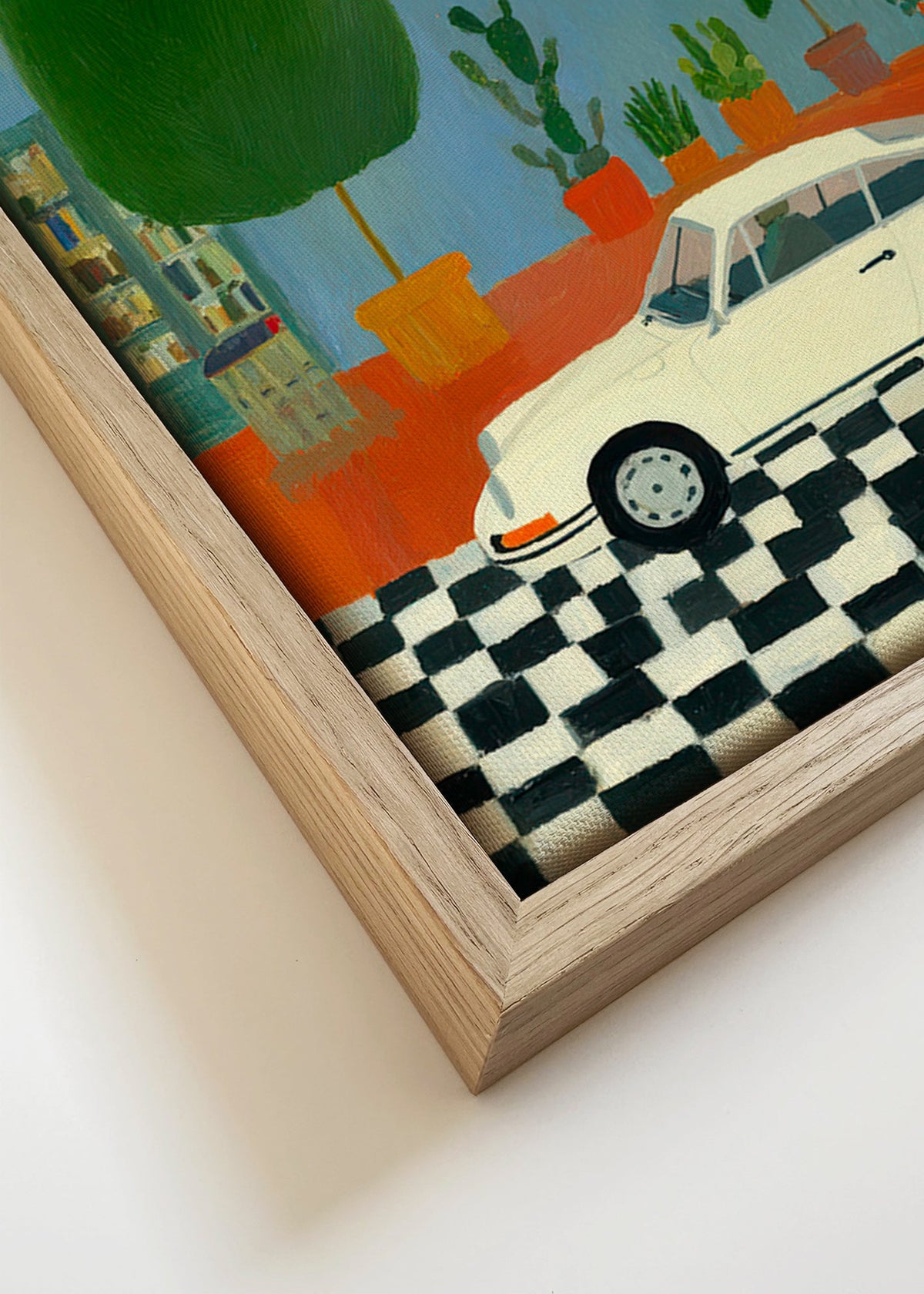 Ilustrace klasického auta s pokojovými rostlinami – Canvas detail