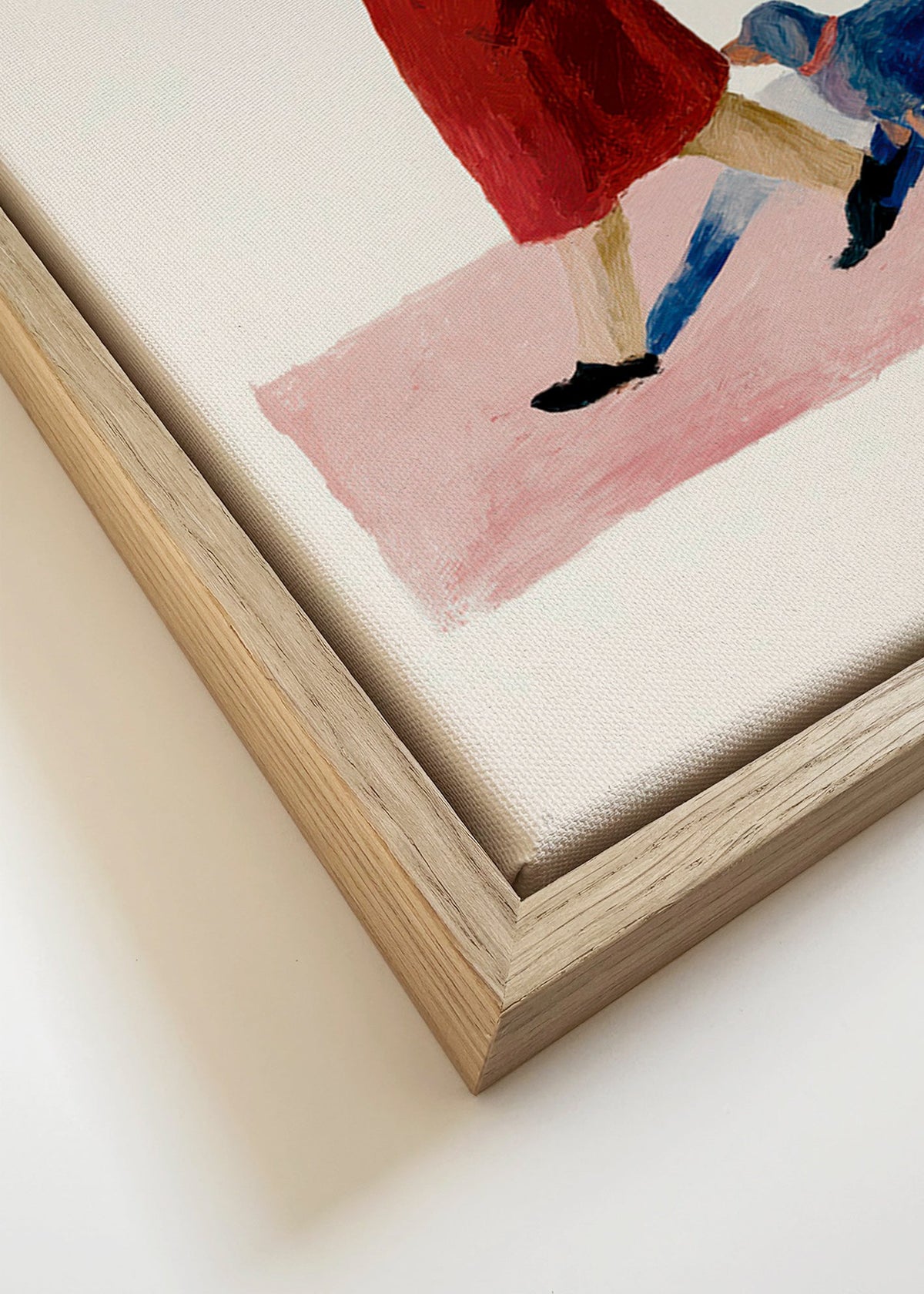 Ilustrace chodce v červeném kabátu – Canvas detail