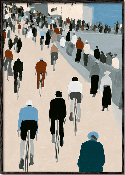Obraz do kuchyně Procházka cyklistů – Black Frame