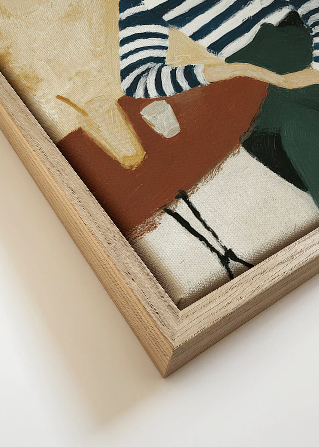 Obraz do kuchyně s postavou v pruzích u moře – Canvas detail