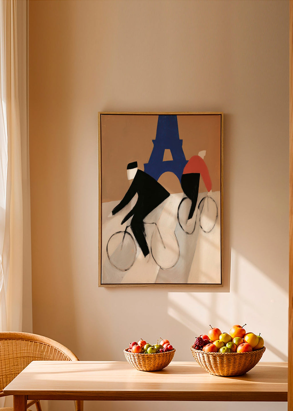 Obraz města s cyklisty a Eiffelovou věží – Canvas1