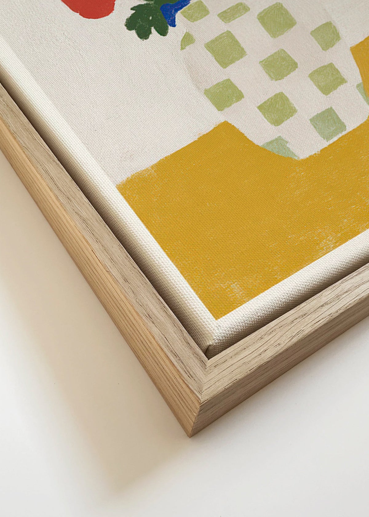 Botanický plakát: kostkovaný váza s mákem – Canvas detail