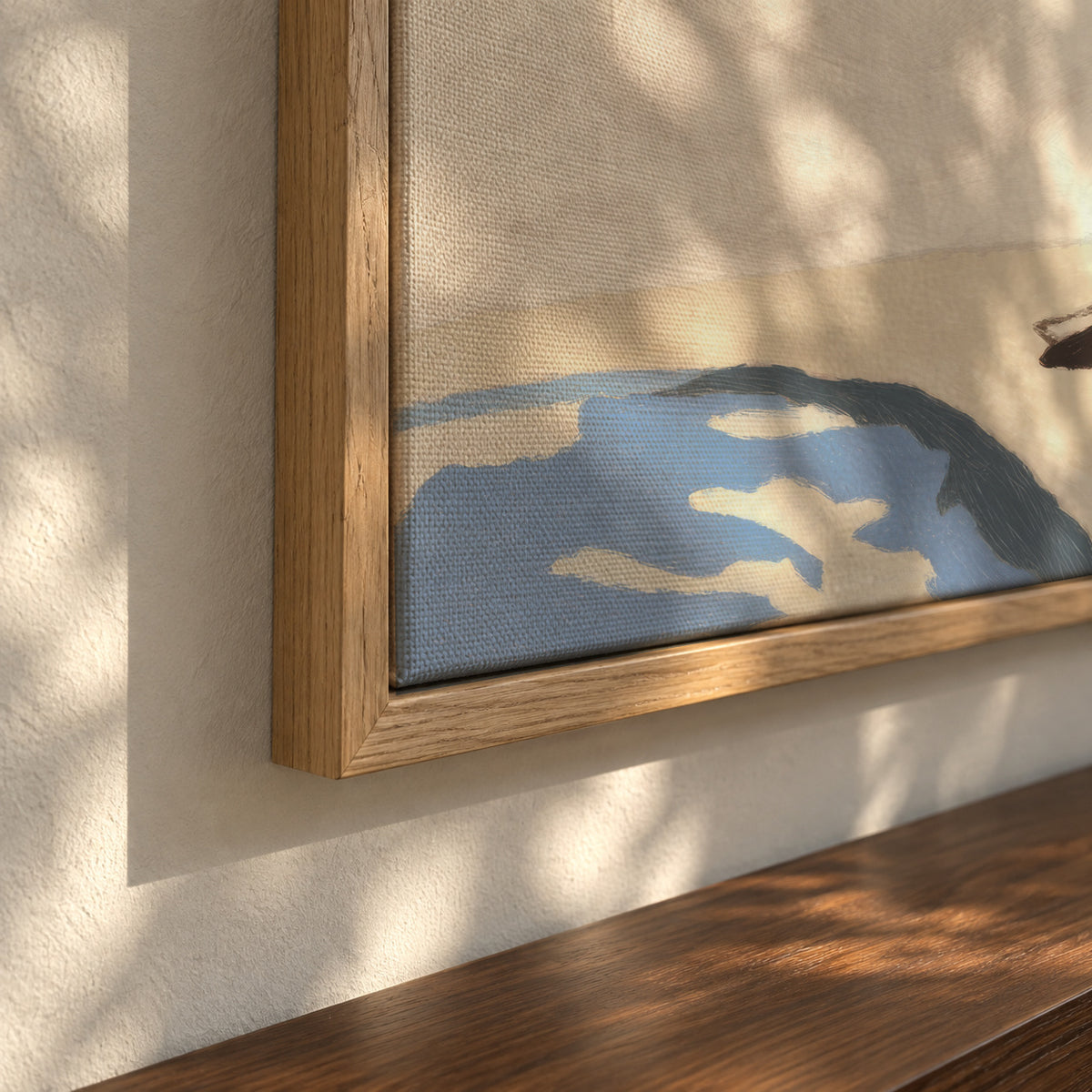 Poolside Solitude - Framed canvas detail