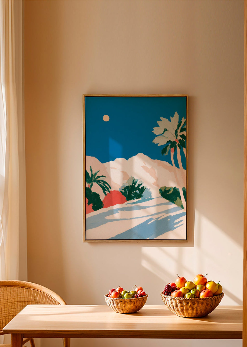 Botanický plakát s palmami a horou – Canvas2