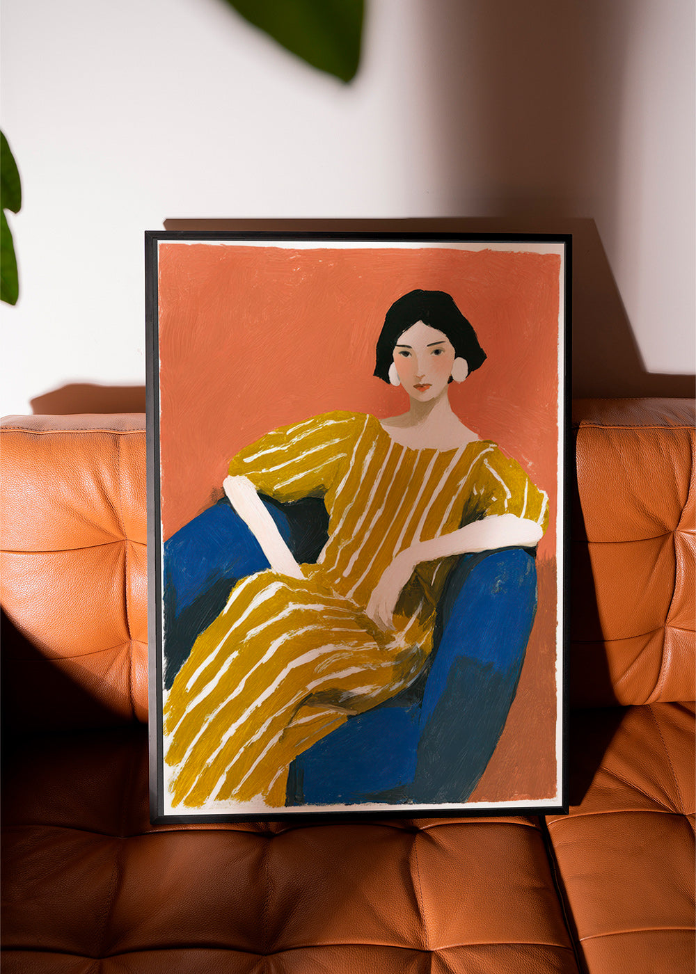 Ilustrace: sedící žena ve zlatých pruzích – Product3