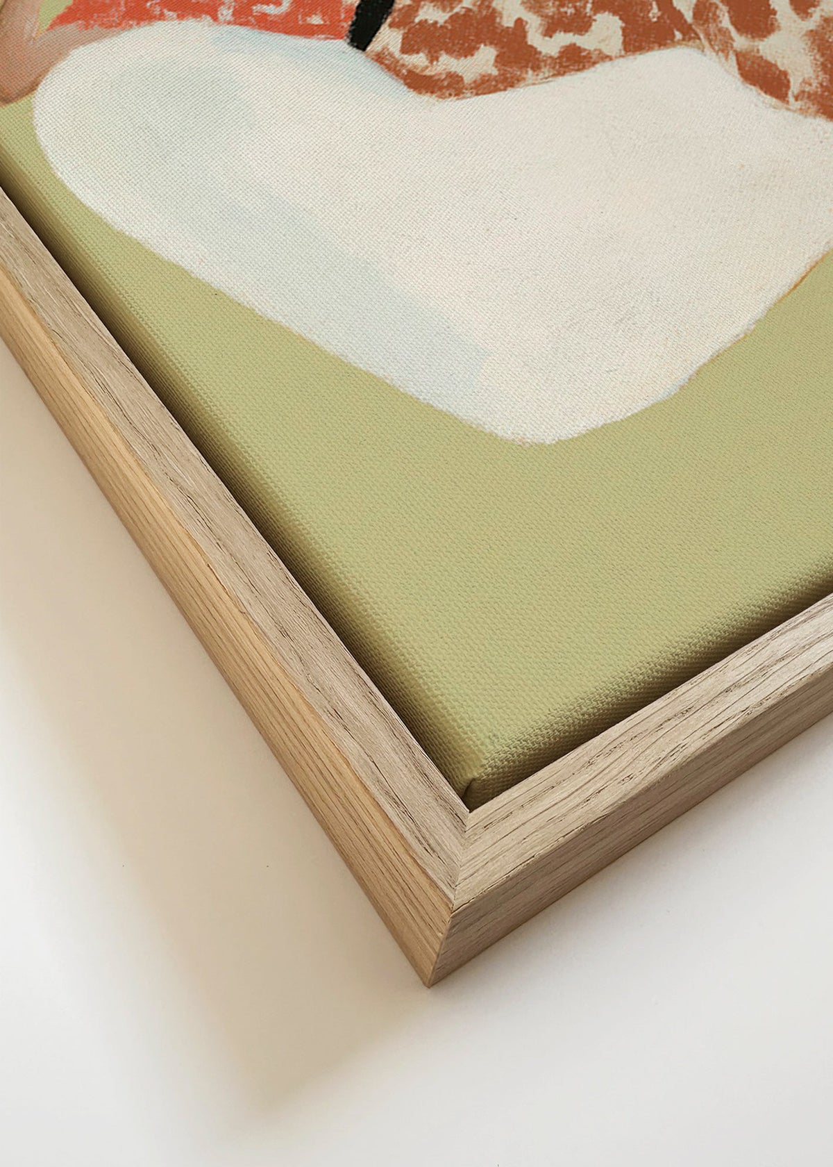 Ilustrace ležící postavy v bílém křesle – Canvas detail