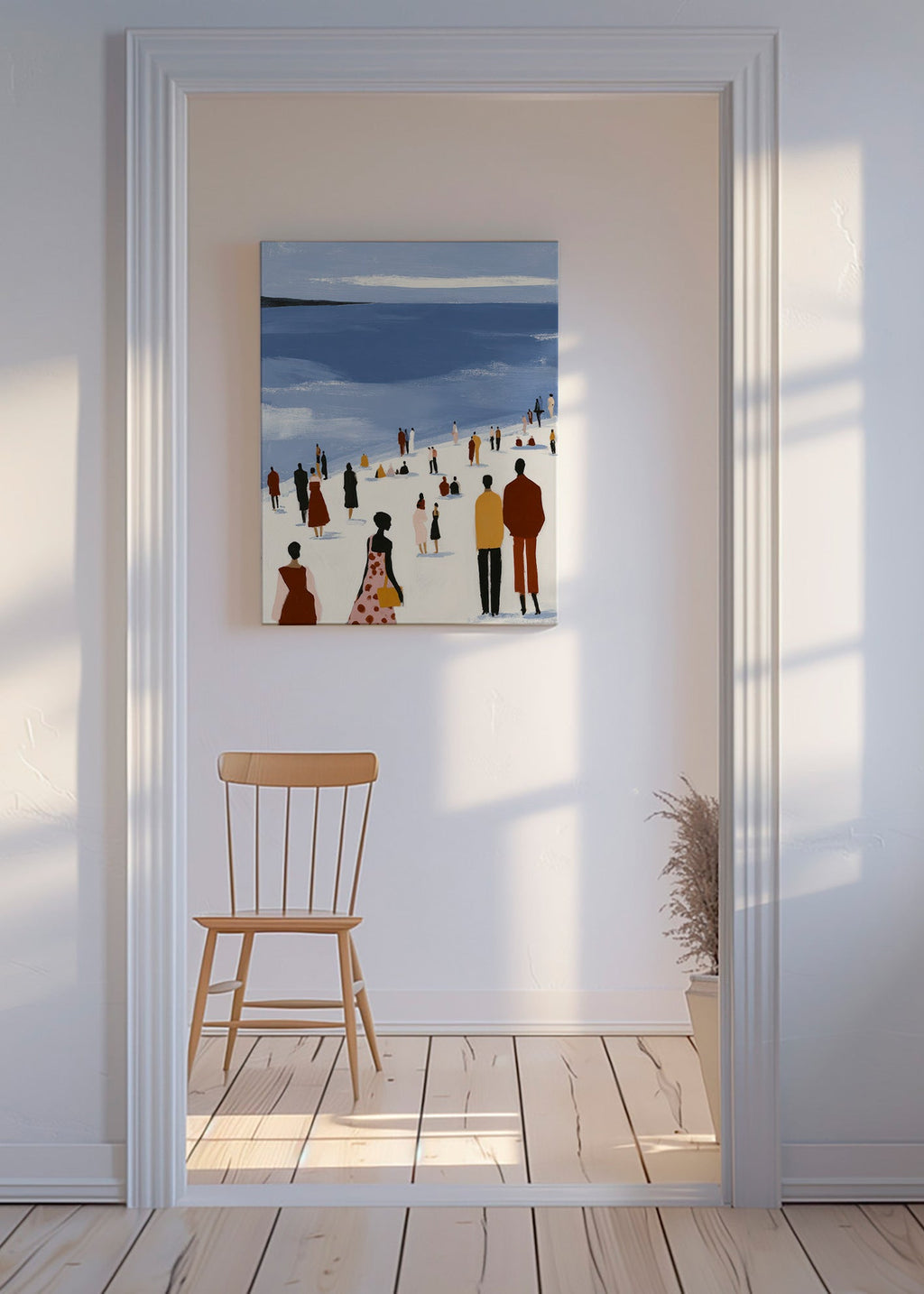 Krajinářské umění: pláž se stylizovanými postavami – Canvas