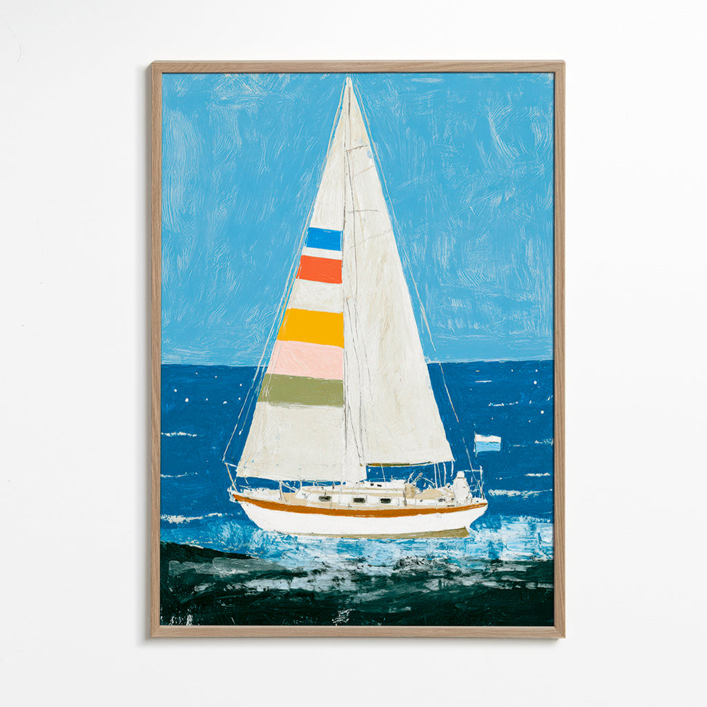 Ilustrace: jachta s barevnými plachtami – Oak Frame