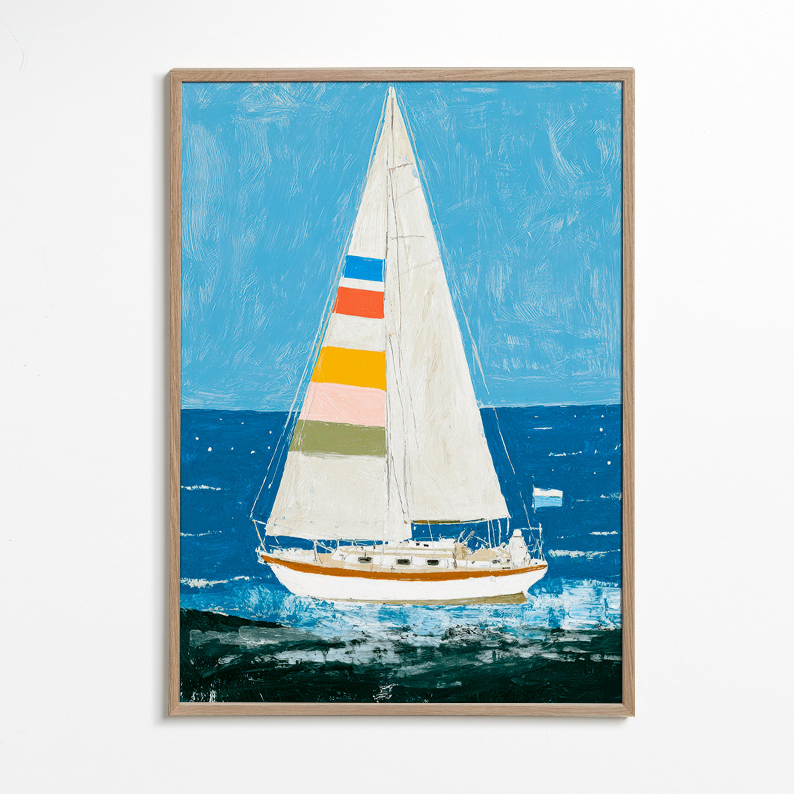 Ilustrace: jachta s barevnými plachtami – Oak Frame