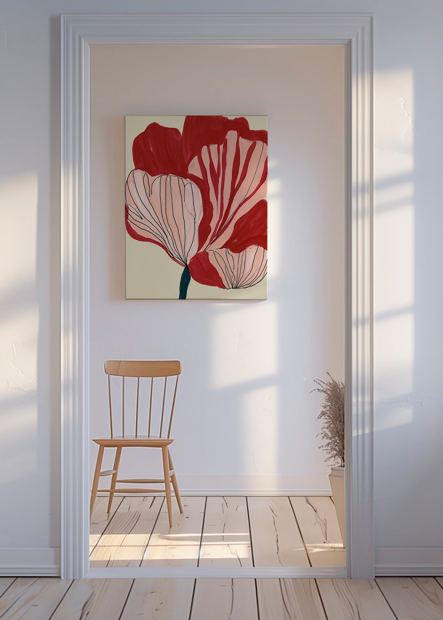 Botanický plakát karmazínové okvětní lístky – Canvas