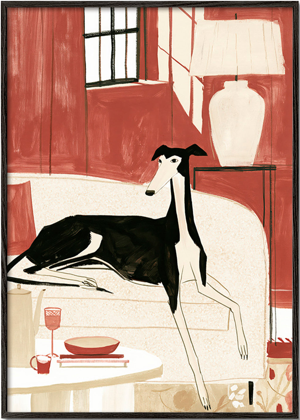 Ilustrace galga na pohovce