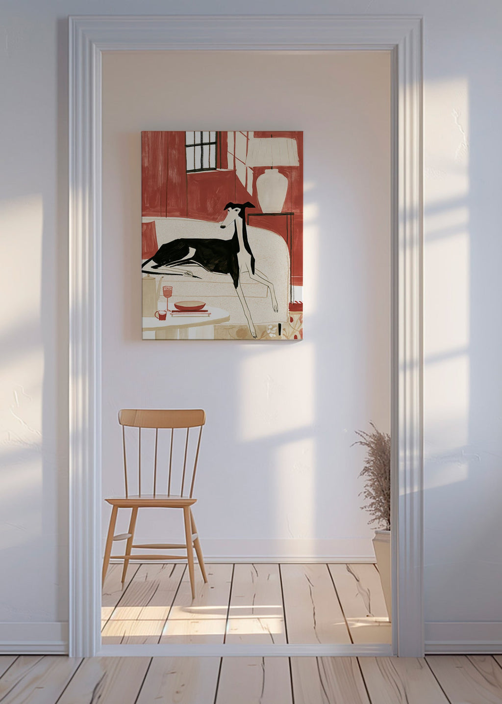 Ilustrace galga na pohovce