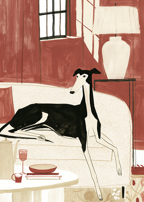 Ilustrace galga na pohovce