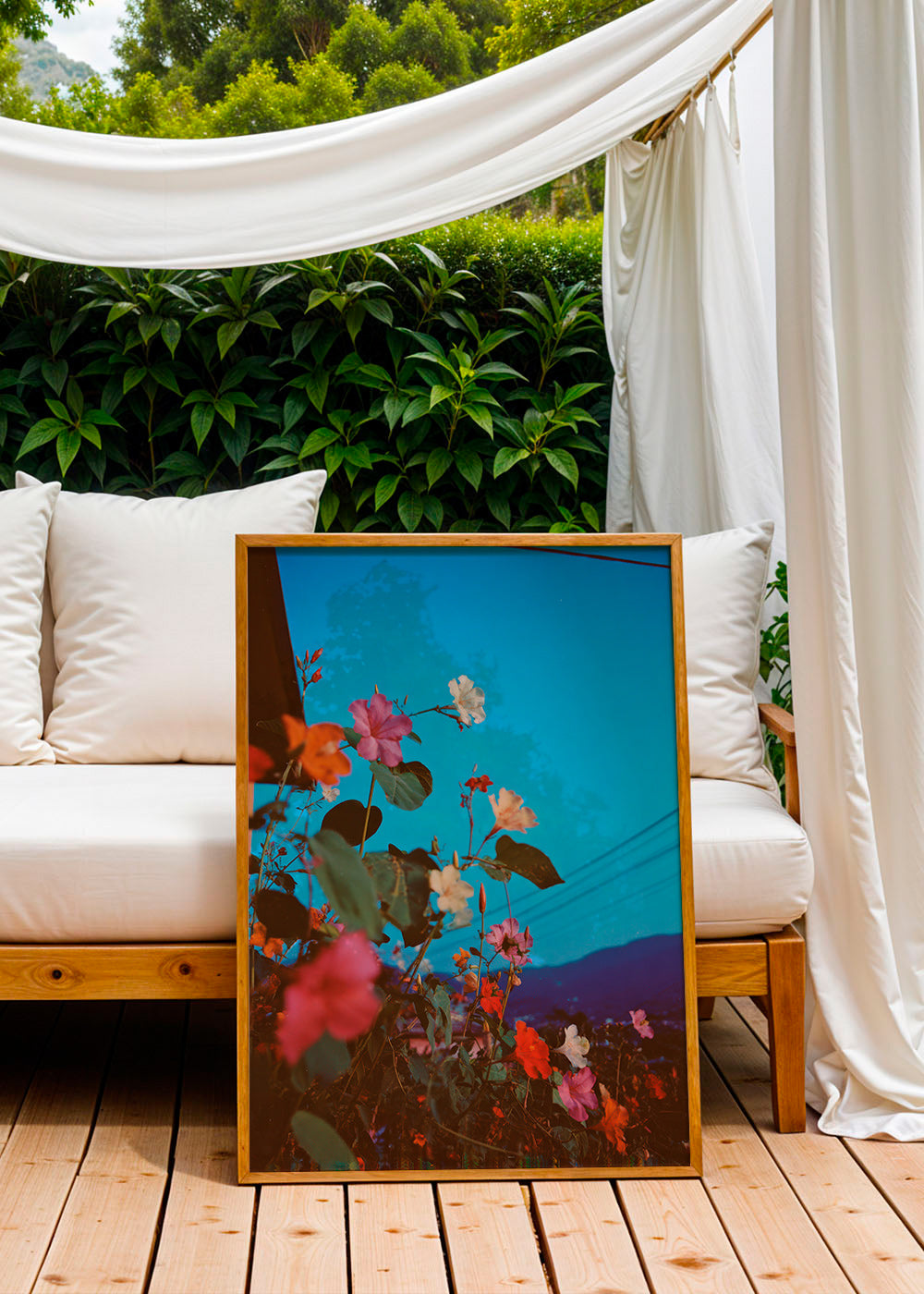 Botanický plakát: bougainvillea za soumraku