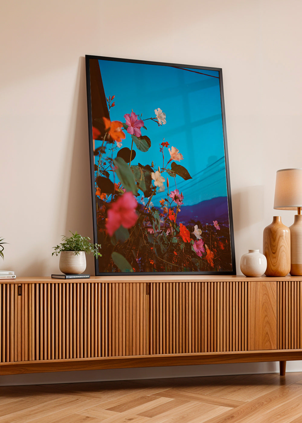 Botanický plakát: bougainvillea za soumraku