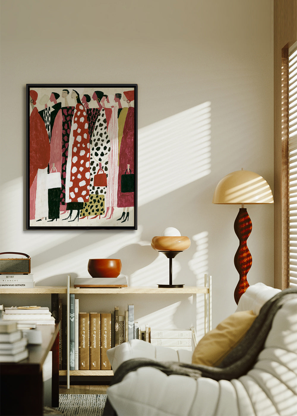 Ilustrace módy: průvod stylizovaných profilů