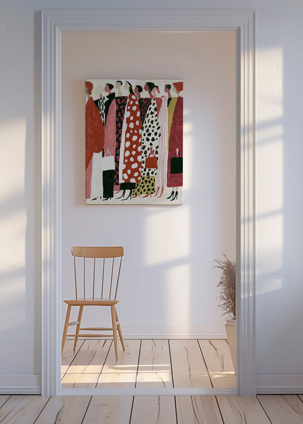 Ilustrace módy: průvod stylizovaných profilů