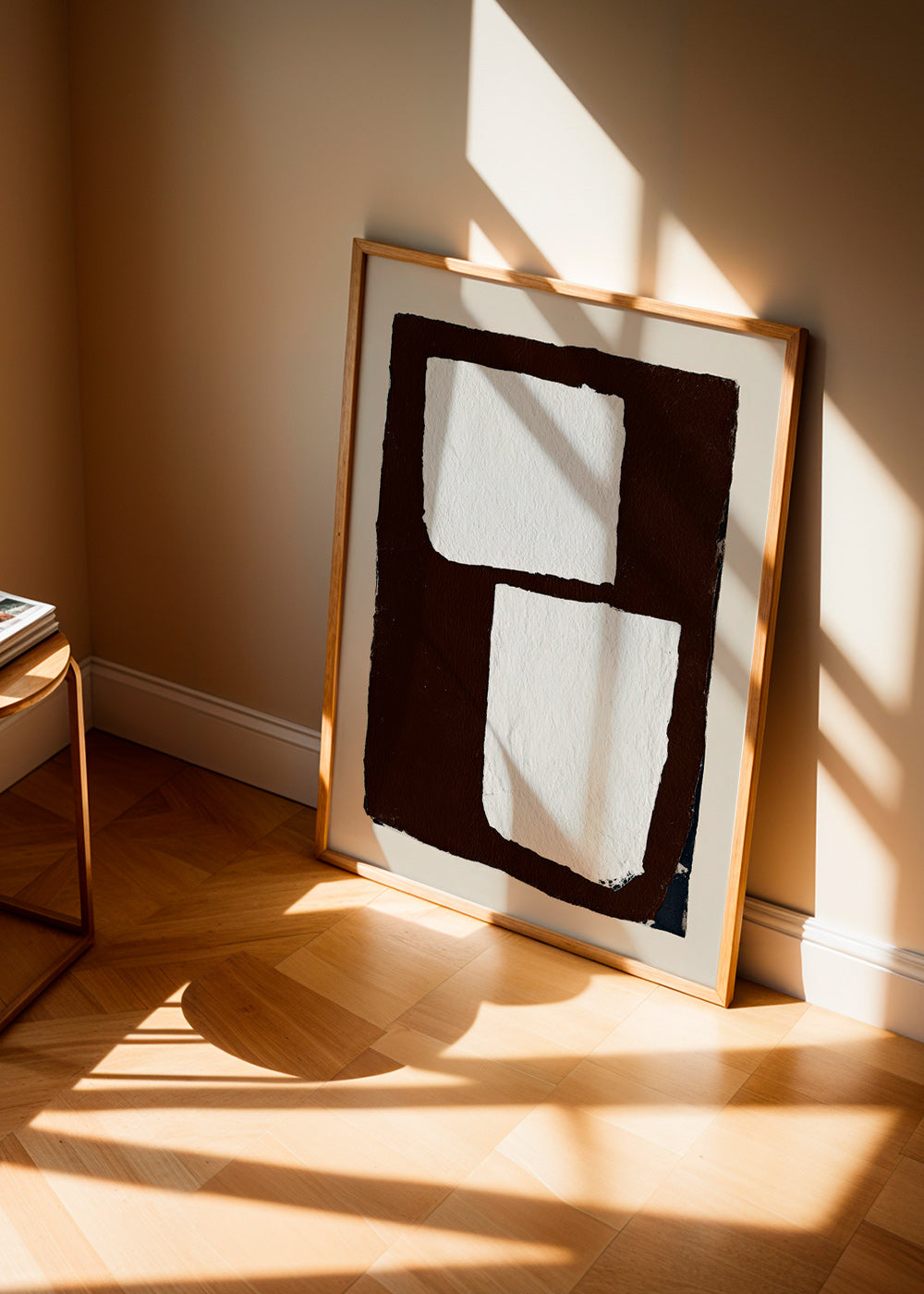 Abstraktní obraz mocha s bílými bloky
