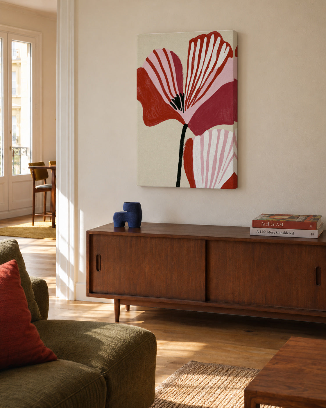 Twin Petals - Unframed canvas in an interior