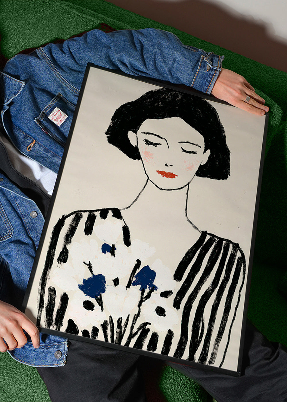 Ilustrace: ženský portrét s květinami