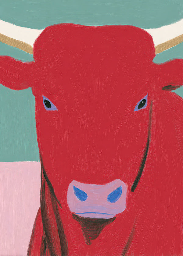 Portrét červeného býka v moderním pojetí
