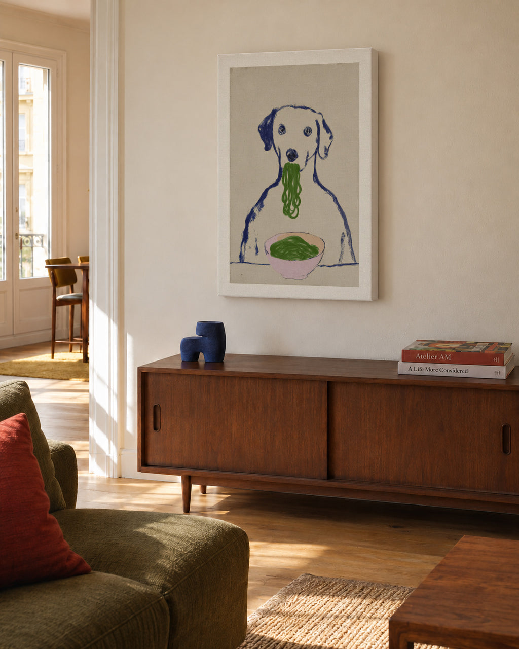 Dinner for Dogs - Unframed canvas in an interior