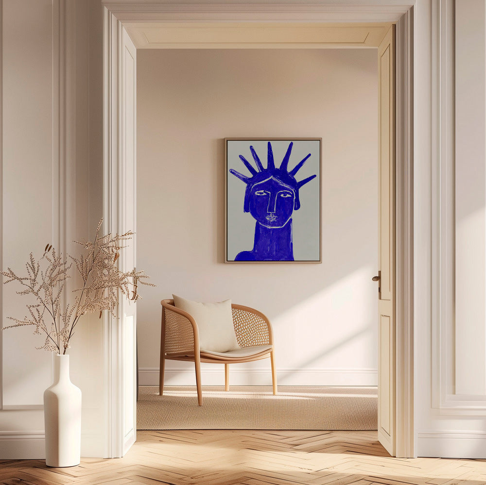 Ilustrace modré tváře