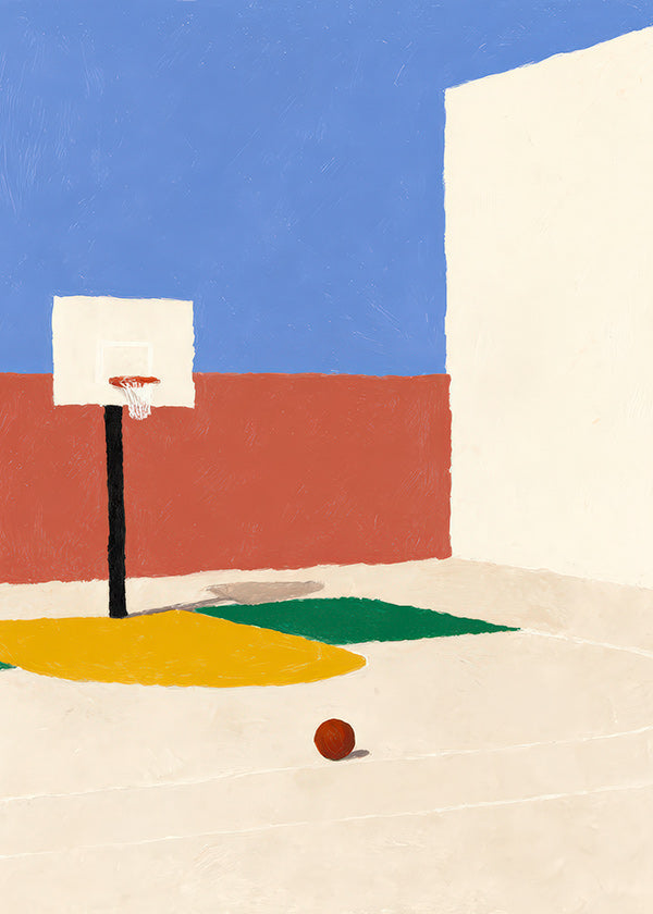 Sportovní umění: minimalistické hřiště s míčem