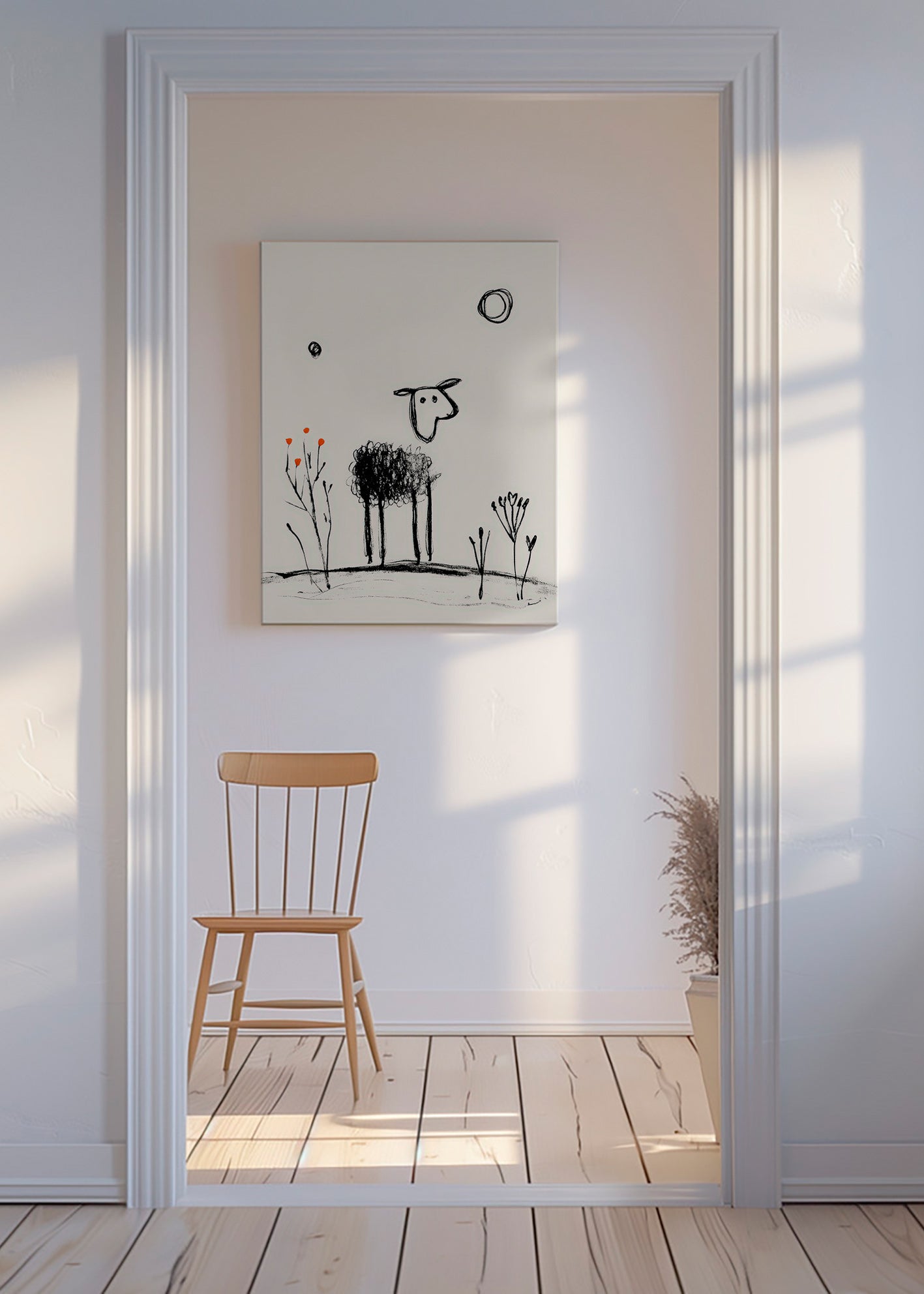 Minimalistické ovečka čárový kresba